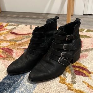 Lucky Brand black buckle booties